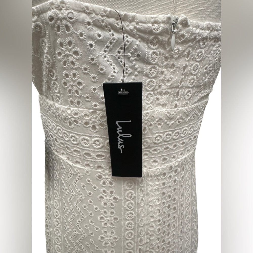 LULUS Adored Aura White Eyelet Embroidered Cutout Midi Dress Size Small $69 NWT - Picture 8 of 12
